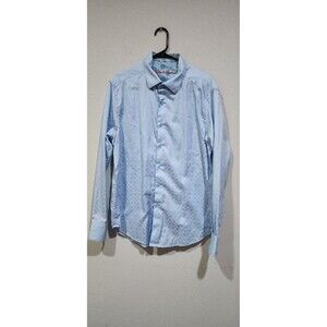 Robert Graham Classic Fit XL Men’s  Long Sleeve Shirt Flip Cuff  Blue Geometric
